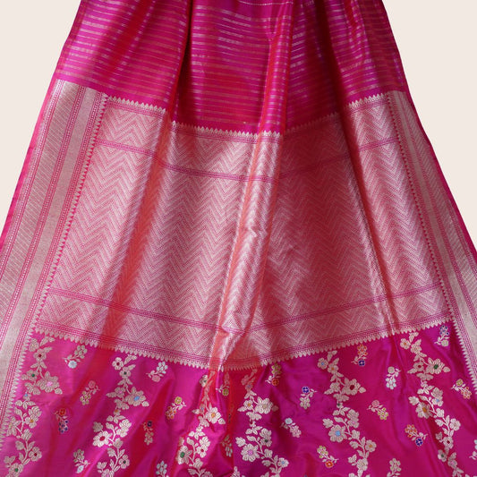 Pure Katan Multicolor Jungla Handloom Saree