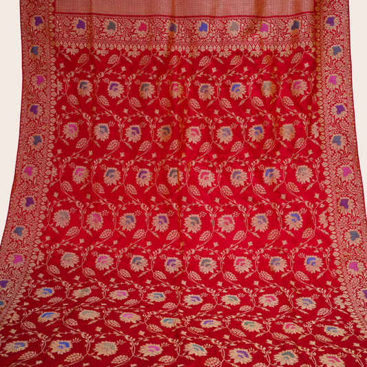 Pure Katan Tilfi Jangla Handloom Saree