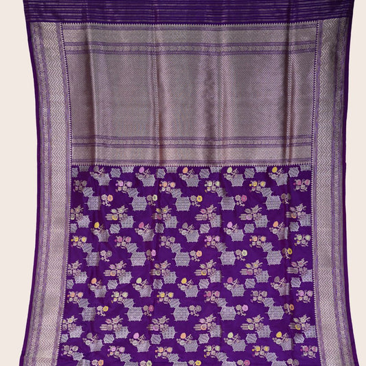 Pure Katan Rupa Multicolor Jungla Handloom Saree