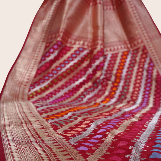 Pure Katan Multicolor Motifs Handloom Saree