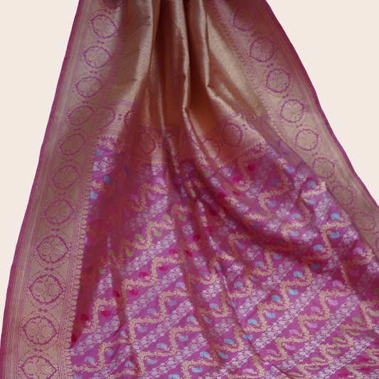 Pure Katan Multicolor Sona-Rupa Handloom Saree