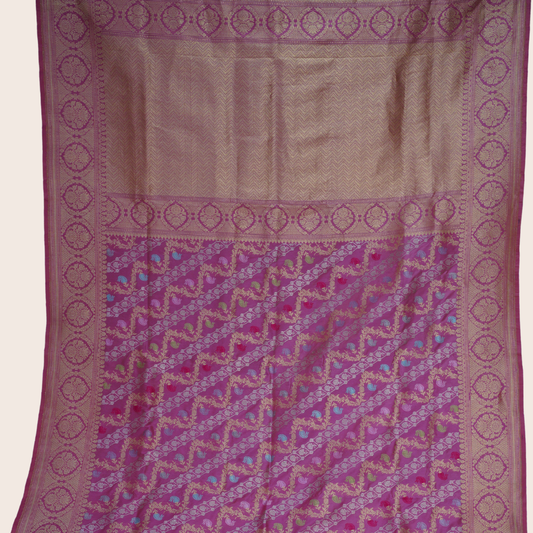 Pure Katan Multicolor Sona-Rupa Handloom Saree
