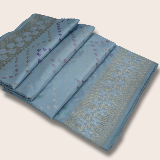 Pure Katan Multicolor Motifs Handloom Saree