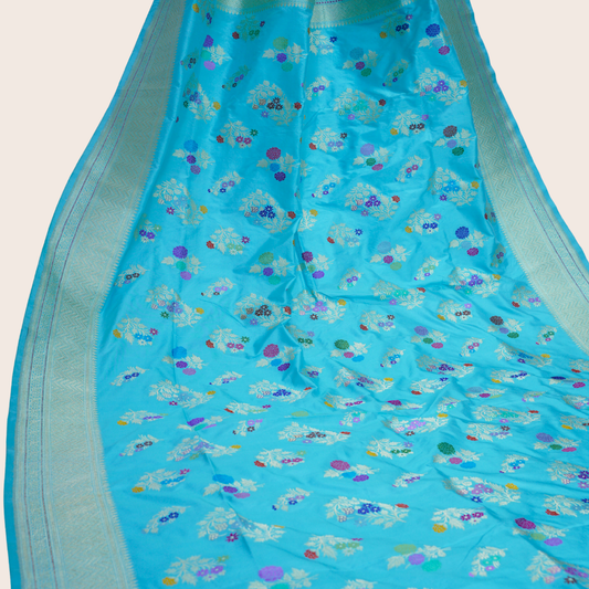 Pure Katan Multicolor Motifs Handloom Saree