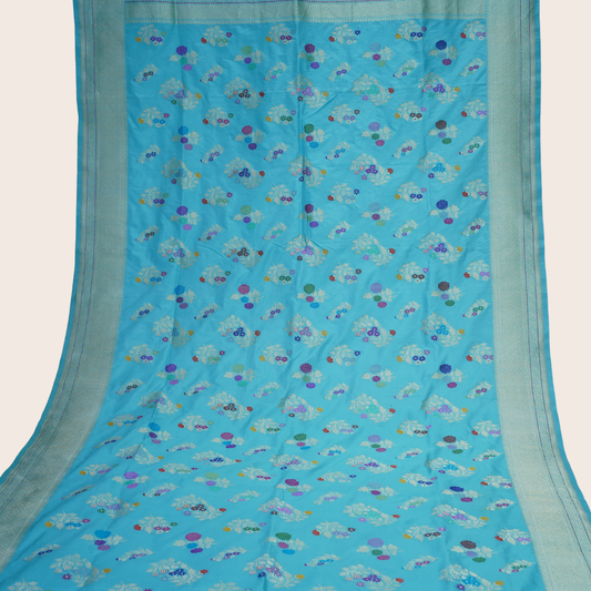 Pure Katan Multicolor Motifs Handloom Saree