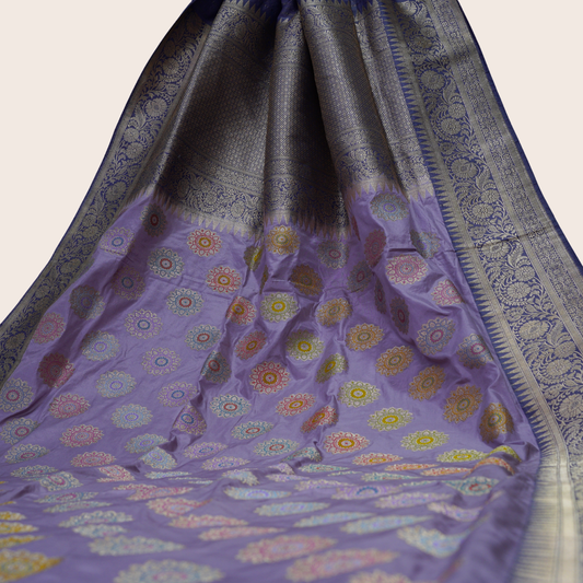 Pure Katan Tilfi Motifs Kadiyal Handloom saree