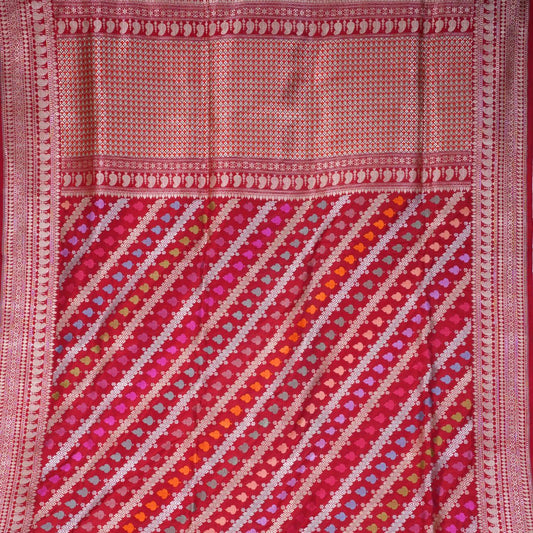 Pure Katan Multicolor Motifs Handloom Saree
