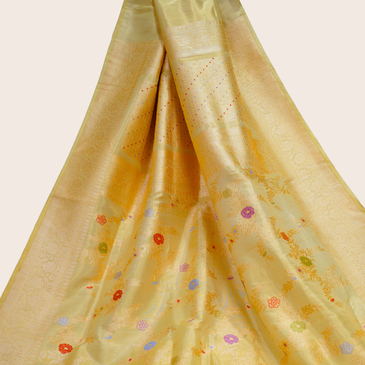 Pure Ektara Tissue Jangla handloom saree