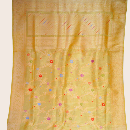 Pure Ektara Tissue Jangla handloom saree